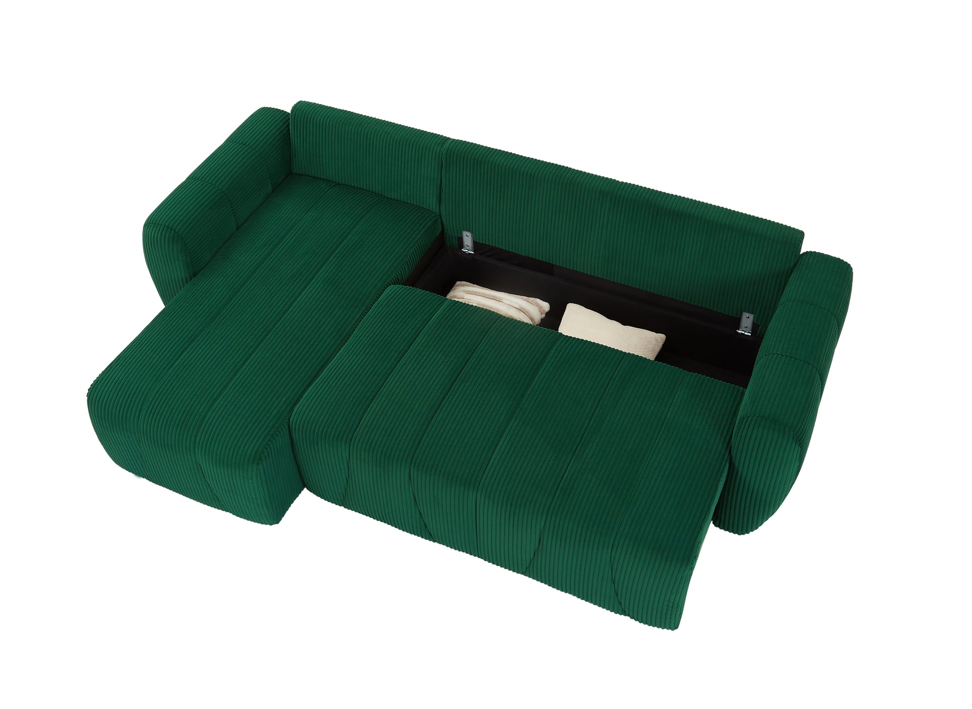 Convertible Sectional Sofa Couch, Modern Fabric 3 Seater L Shaped Couch For Living Room, Apartment, Office, Small Space Dark Green Corduroy 5 Seat