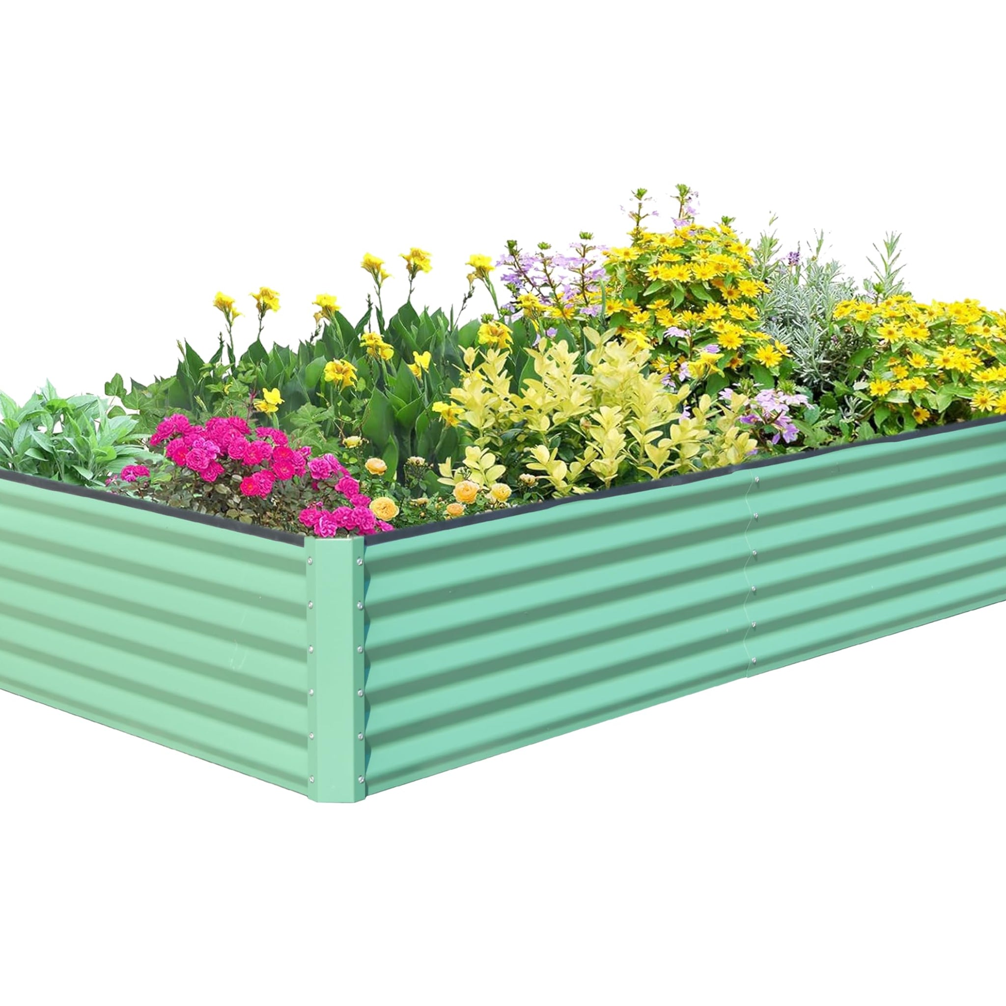 6X3X1.5Ft Galvanized Raised Garden Bed, Outdoor Planter Garden Boxes Large Metal Planter Box For Gardening Vegetables Fruits Flowers, Green Green Garden & Outdoor Steel