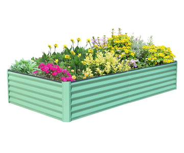 6X3X1.5Ft Galvanized Raised Garden Bed, Outdoor Planter Garden Boxes Large Metal Planter Box For Gardening Vegetables Fruits Flowers, Green Green Garden & Outdoor Steel