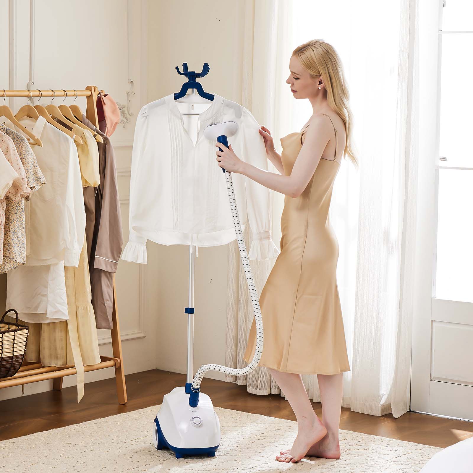 Standing Garment Steamer, 1500W Powerful Steamer For Clothes With Roll Wheels, 1.7L Water Tank For 55 Min Continuous Steaming, Professional Wrinkle Standing Garment Steamer, 1500W Powerful Steamer For Clothes With Roll Wheels, 1.7L Water Tank For 55 Min Continuous Steaming, Professional Wrinkle