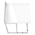 Accent Table, C Shaped, End, Side, Snack, Living Room, Bedroom, Glossy White Laminate, Chrome Metal, Contemporary, Modern White Particle Board