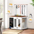 Dog Crate,Graffiti Dog Cage, Kennel With Double Doors, Crate Interior Furniture, Heavy Wooden Dog Cage, Large Dog, White White Vintage Particle Board