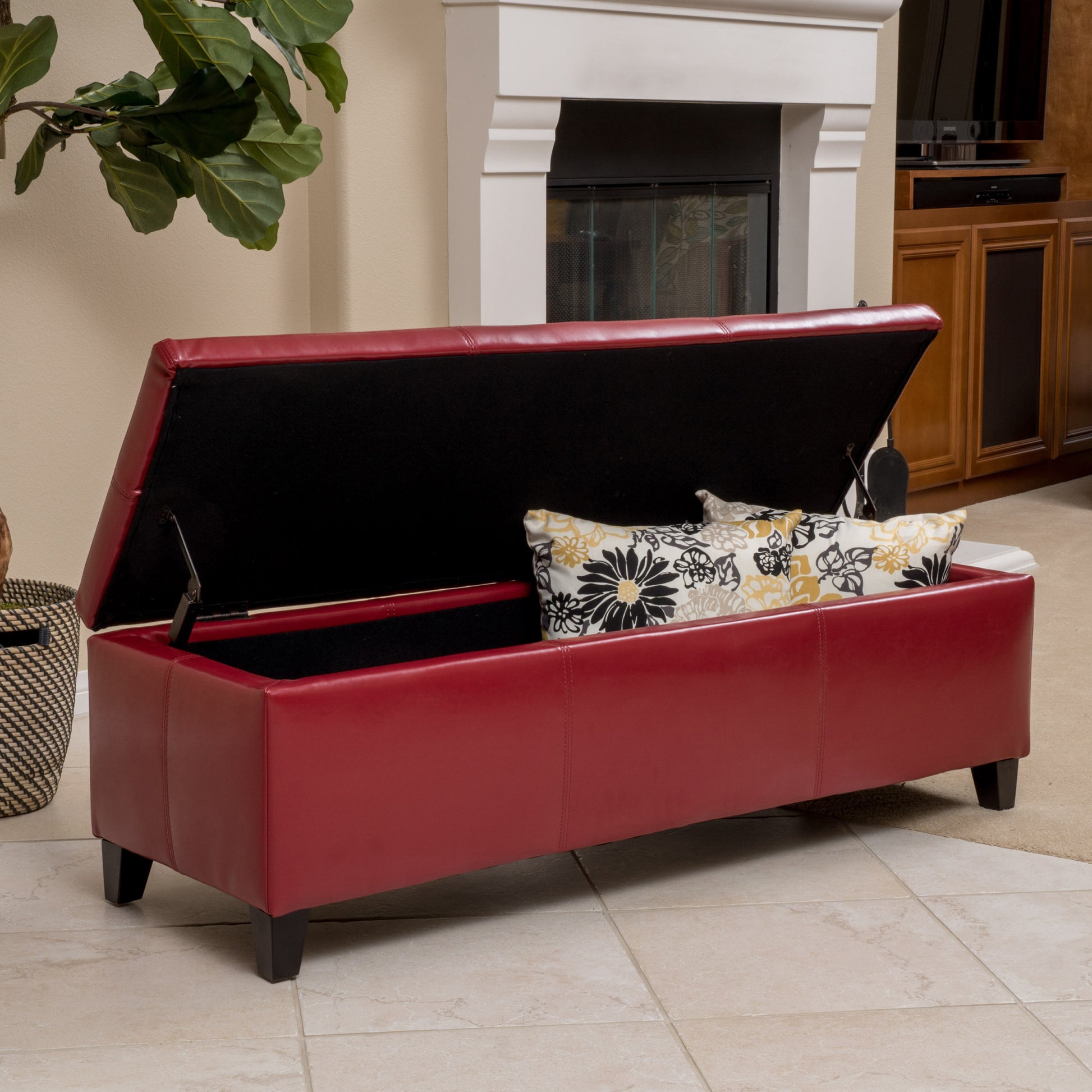 Glouster Storage Ottoman V2 Red Pu