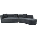 Modern Large 2 Piece Sectional Sofa With 3 Pillows,For Living Room, Bedroom Gray Polyester 2 Seat