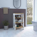 Linen Cabinet Jenne, Four Open Shelves, Light Oak White Finish Light Oak Particle Board