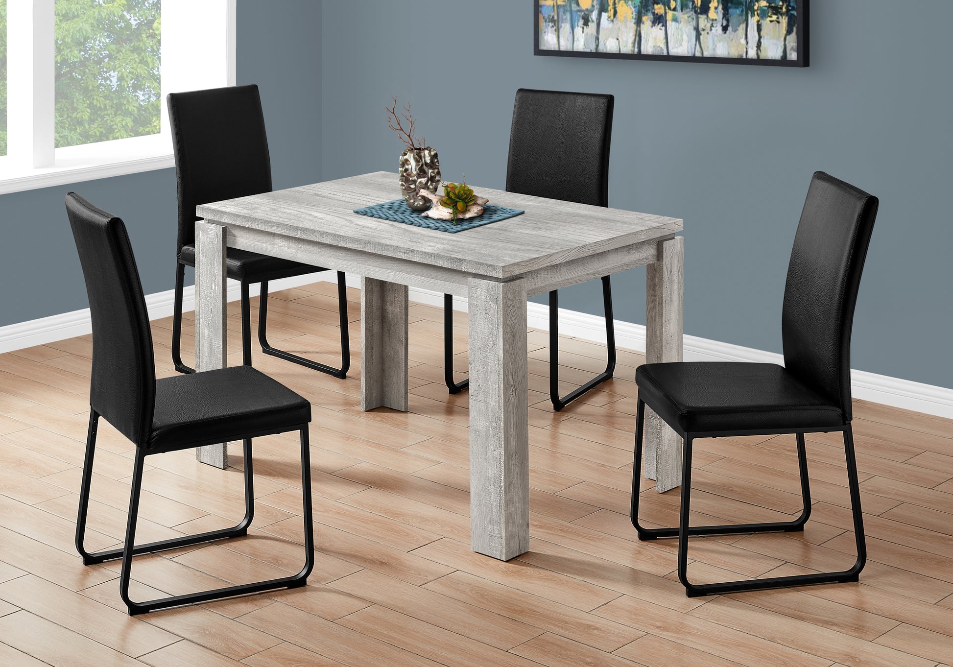 Dining Table, 48" Rectangular, Small, Kitchen, Dining Room, Grey Laminate, Contemporary, Modern Grey Particle Board