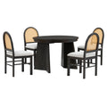 5 Piece Retro Functional Dining Set With 1 Extendable Dining Table And 4 Upholstered Chairs With Rattan Backrests For Dining Room And Kitchen Espresso Espresso Solid Wood Mdf