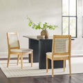 Modern Solid Wood Dining Chair With Rattan Inset Back, Set Of 2, Natural Natural Foam Wood