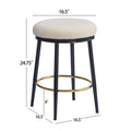 24.75'' Modern Counter Stools Set Of 2,White Counter Stools With Iron Frame,Sponge Cushion,Footrest,Suitable For Kitchen Bedroom Dining Room. Metal White Kitchen Round Modern Set Of 2 Fiber Foam