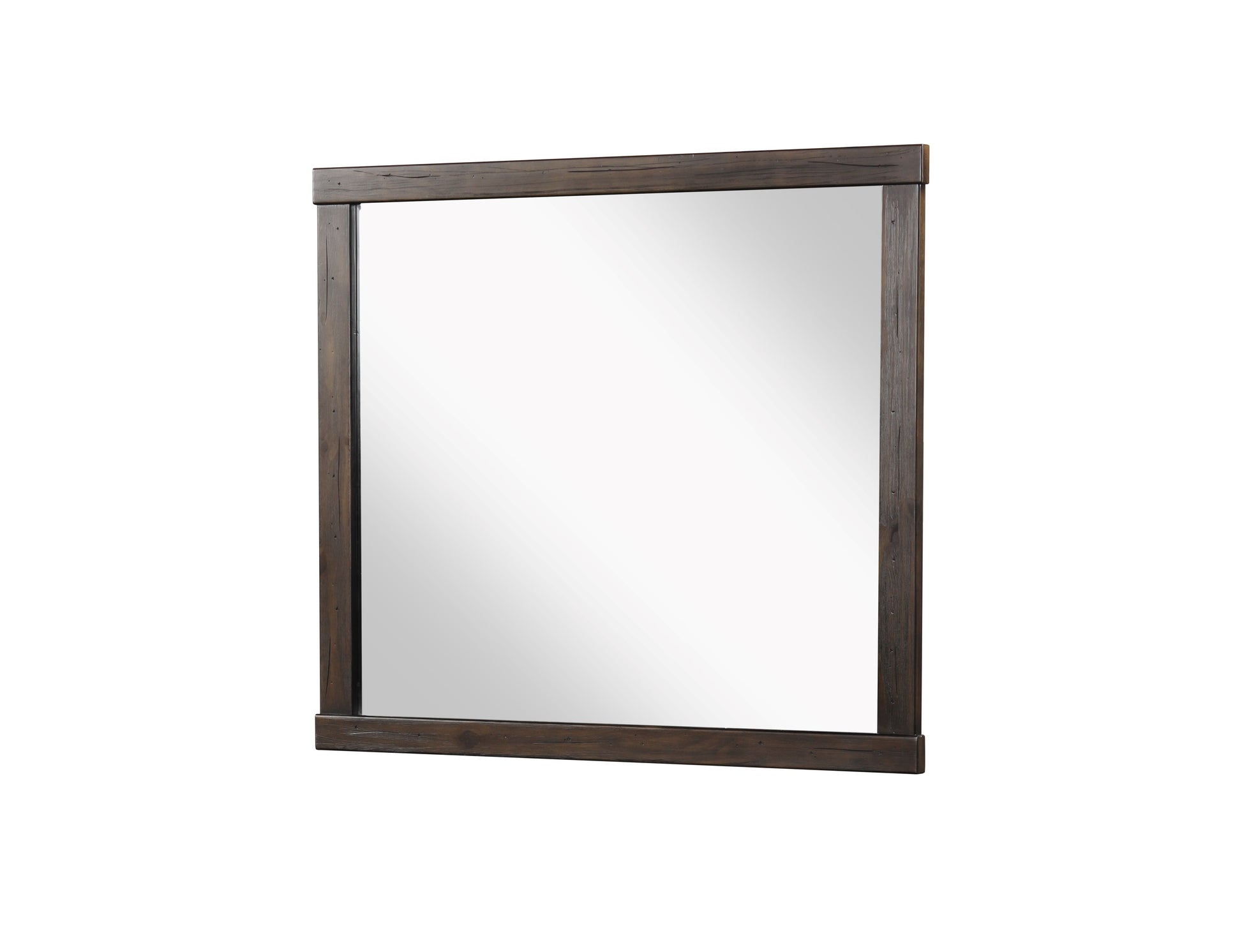 Square Mirror With Knotty Oak Brown Solid Wood Mdf Glass