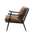 Berham Chestnut And Matt Iron Accent Chair With Metal Leg Chestnut Primary Living Space Genuine Leather