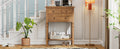 Narrow Console Table, Slim Sofa Table With Three Storage Drawers And Bottom Shelf Natural Natural Solid Wood Mdf