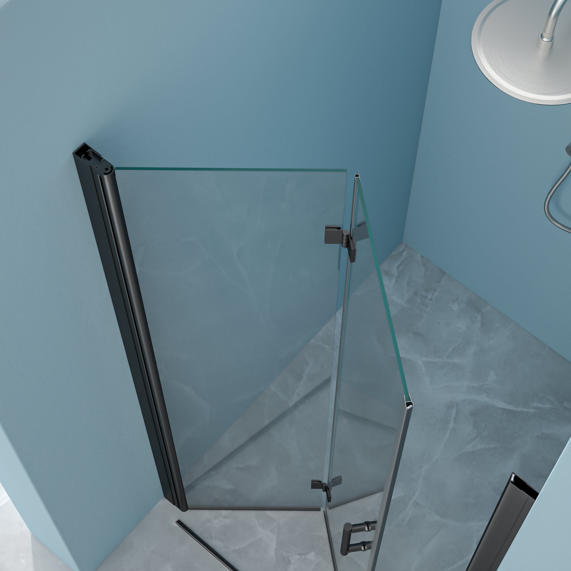 36"W X 72"H Fold Frameless Shower Door With Tempered Glass, Matte Black Matte Black Glass