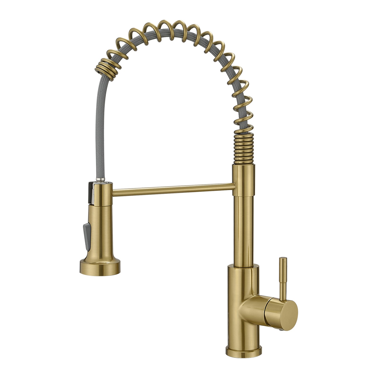 Kitchen Faucet With Pull Down Sprayer Brushed Gold Stainless Steel Single Handle Pull Out Spring Sink Faucets Brushed Gold Kitchen Classic,Contemporary,Modern Ceramic Stainless Steel