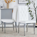 2 Piece Dining Chairs.White Armless Dining Chairs Brings A Touch Of Fresh And Bright Ambiance To The Dining Area, Seamlessly Blending With Modern Minimalist Or Nordic Decor Styles. White Pu