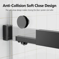 56 60 Inches W *76 Inches H Frameless Double Sliding Soft Close Shower Door In Matte Black,3 8 Inches 10Mm Thick Sgcc Tempered Glass Door Black Glass Metal