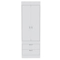 Alabama Armoire, One Large Cabinet, Two Drawers White Bedroom Modern Mdf Engineered Wood