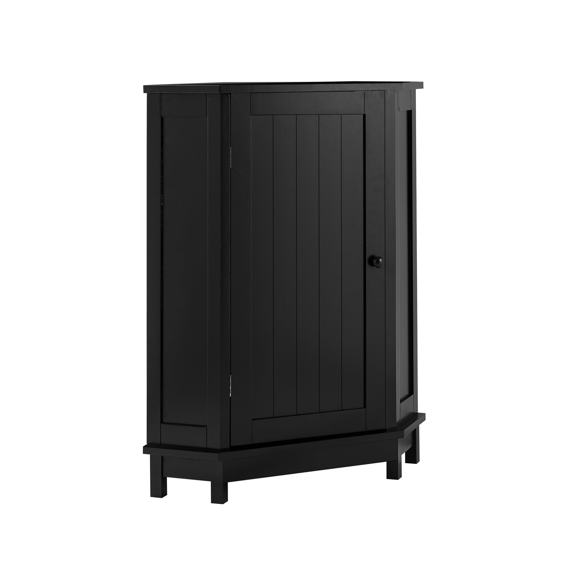 Black Bathroom Cabinet Triangle Corner Storage Cabinet With Adjustable Shelf Modern Style Mdf Board Black Mdf