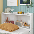 Twin Bed With Bookcase,Twin Trundle,Drawers,White Twin White Pine