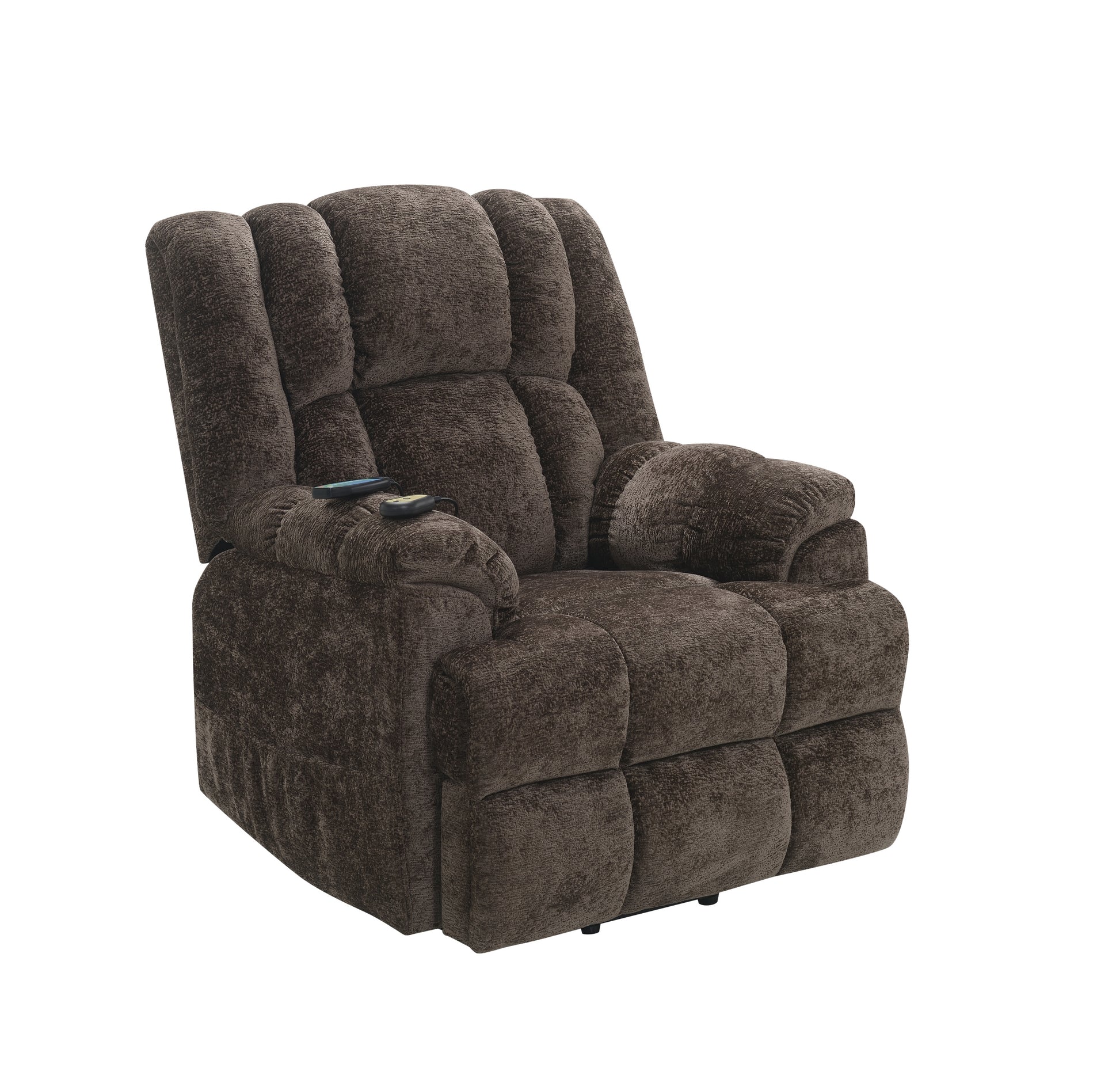 Pacay Power Recliner W Lift, Heating & Massage, Brown Velvet Lv02998 Brown Upholstered