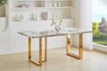 Luxurious Faux Marble Mdf Dinning Table For 6 Or 8, Rectangular 70.9