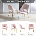 Pink Velvet Dining Chairs With Metal Legs And Hollow Back Upholstered Dining Chairs Set Of 4 Metal Pink Dining Room Foam Dry Clean Modern Dining Chairs Velvet