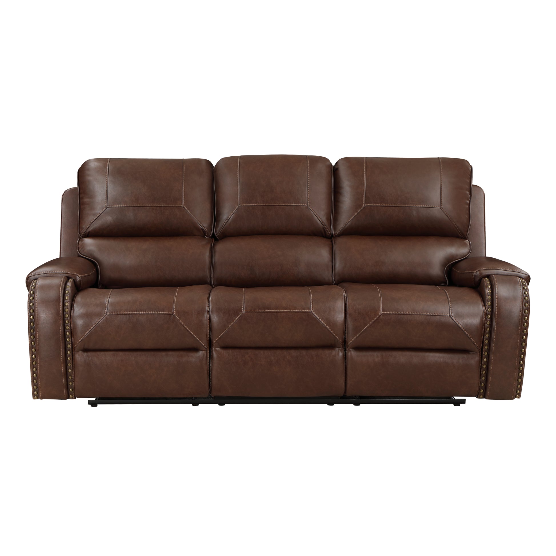 Comfortable Reclining Sofa 3Pc Set Brown Faux Leather Upholstered Reclining Sofa Loveseat Swivel Reclining Chair Trim, Power Usb Ports, Cupholders, Modern Living Room Furniture Brown Faux Leather Wood Primary Living Space Modern Plywood,Solid Wood 6 Seat