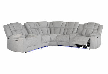 Raize Ash Sectional Light Gray Fabric 5 Seat