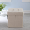 Ottoman Beige Beige Linen Or Linen Blend Primary Living Space American Traditional Eucalyptus Square Internal Storage Foam Linen