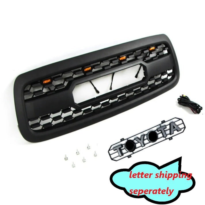 Front Grille For 1St Gen 2000 2001 2002 Toyota Tundra Trd Pro Grill With Letters W E Light Black Abs Abs