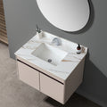 37 Inch Marble Vanity Top, Bathroom Vanity Top With Undermount Rectangular Middle Sink And 4