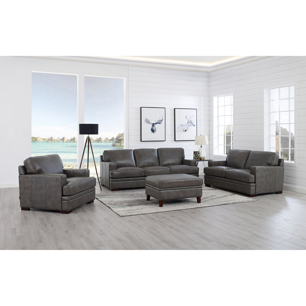 Georgia Leather Chair Light Gray Down Filling Genuine Leather