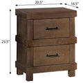 Antique Oak 2 Drawer Nightstand Oak 2 Drawers Bedroom Rectangle Farmhouse Pine Drawers Oak Wood