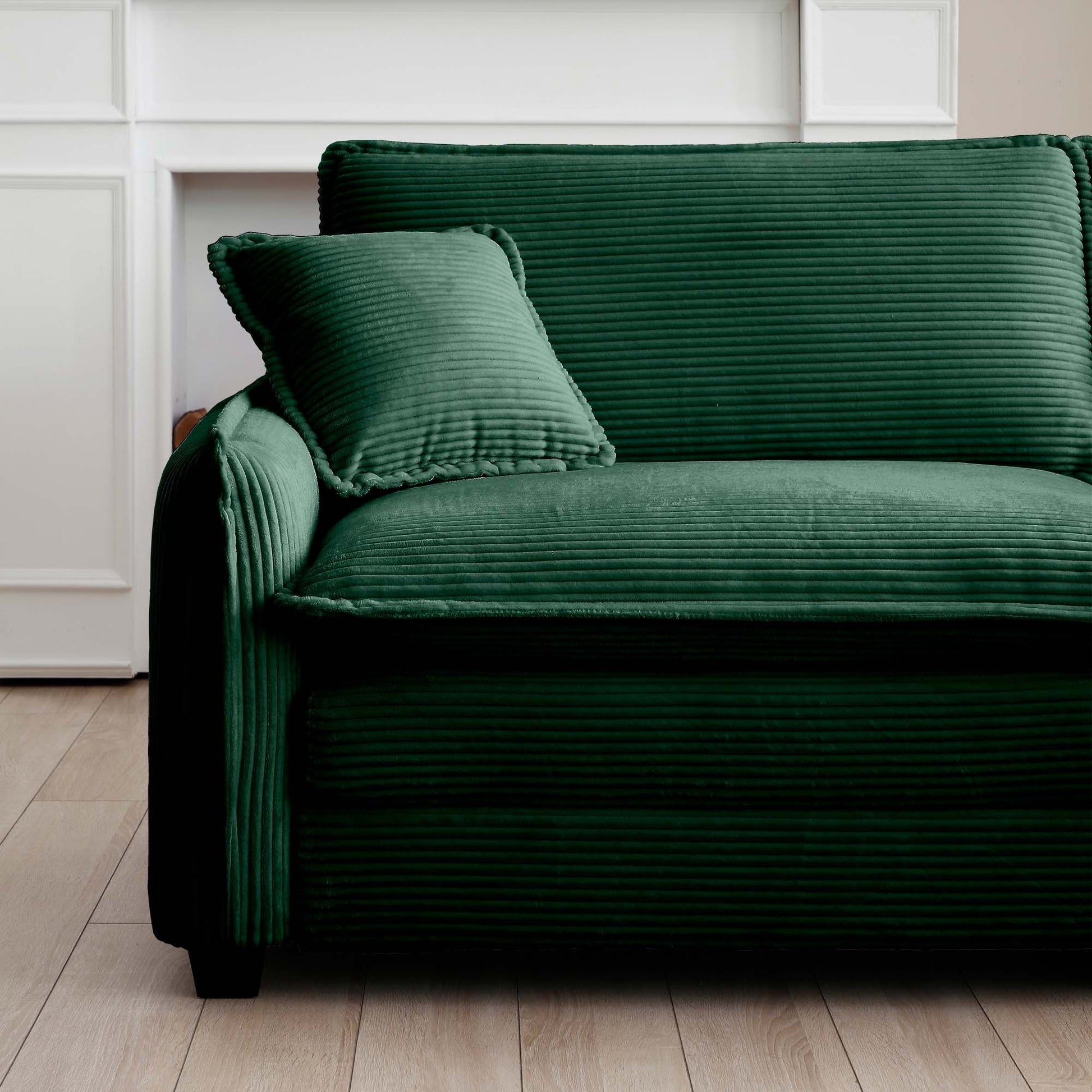 Oversized Modular Cushioned Sofa,With 3 Ottomans To Work As Sleeper Sofa Beds, 3 Seater Sofa With 3 Footstools,Green Corduroy Fabric Green Corduroy 3 Seat