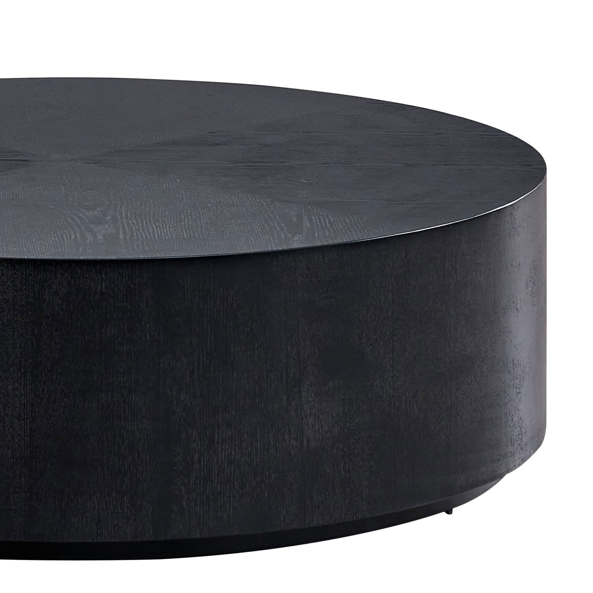 35.43 Inch Modern Round Coffee Table Mdf Coffee Table For Living Room,Drum Center Table For Apartment,No Need Assembly,Black Black Mdf