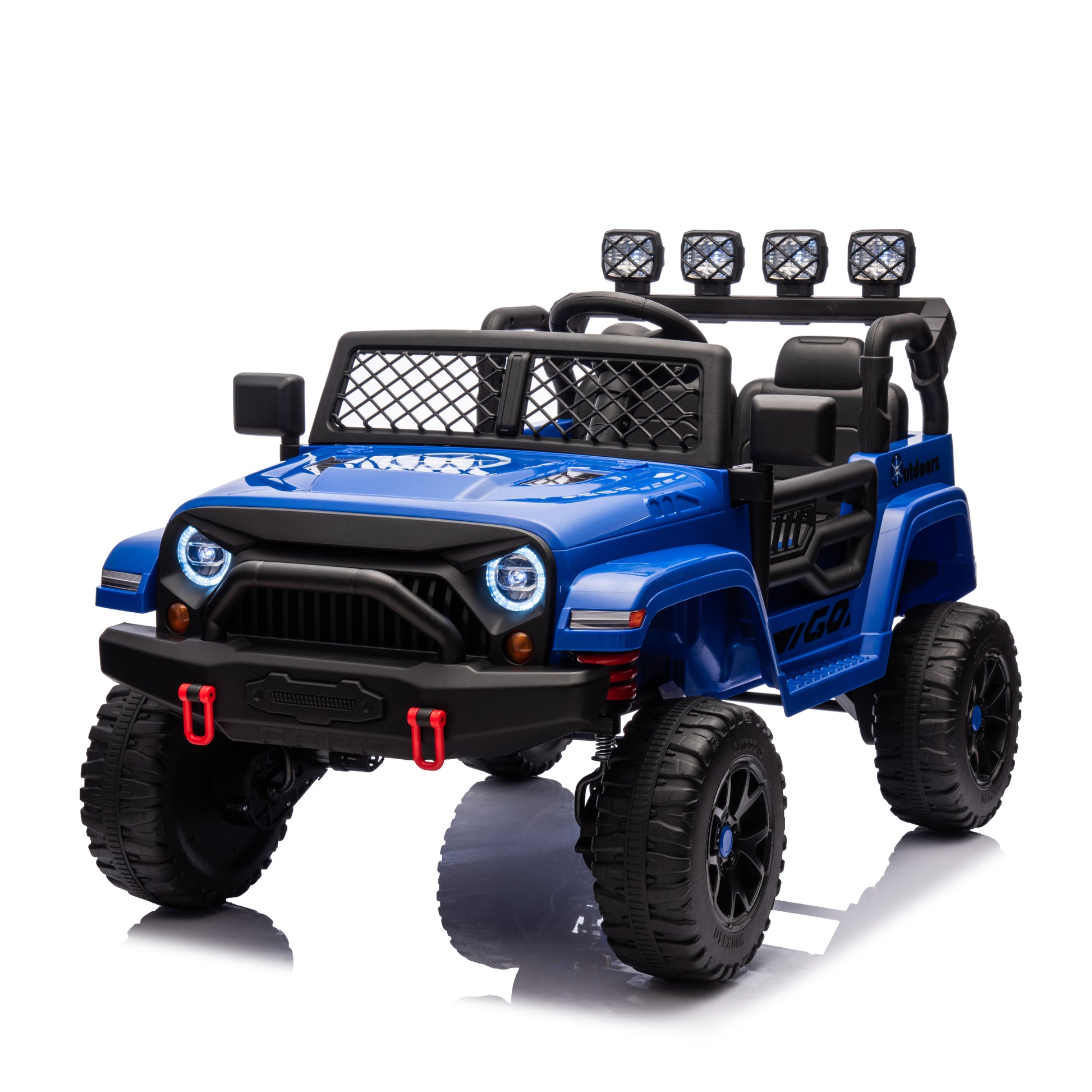 Blue,24V 2 Seater Ride On Truck Car, 4Wd Motors, With 2.4G Remote Control,Metal Suspension,Soft Start,Music, Led Light,Outdoor Off Road Electric Car,Toys Gifts Blue 100 149 Lbs Iron Plastic Iron