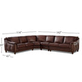 Belfast Leather Sectional Brown Genuine Leather Wood Primary Living Space Medium Firm Cushion Back Mid Century Modern L Shaped Eucalyptus Square Arms Down Filling Leather 6 Seat