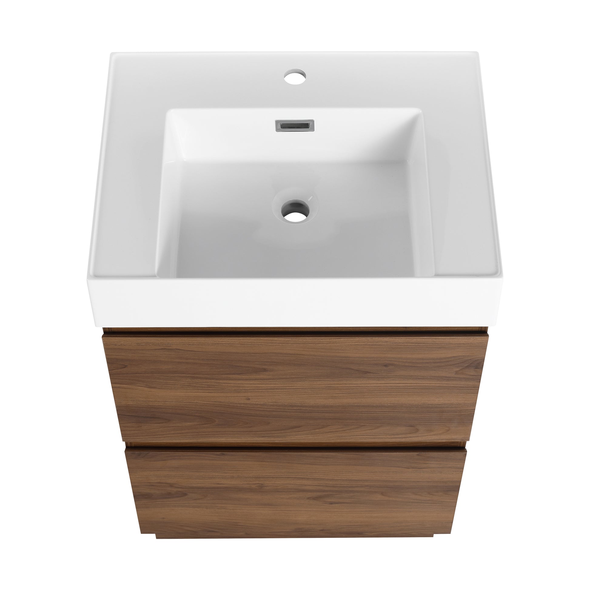 24" Bathroom Vanities With Single Sink Combo, Modern Undermount Bathroom Sink Cabinet With Double Drawer, Freestanding Bathroom Sink Cabinet,Engineering Wood,Brown Brown American Design Engineered Wood