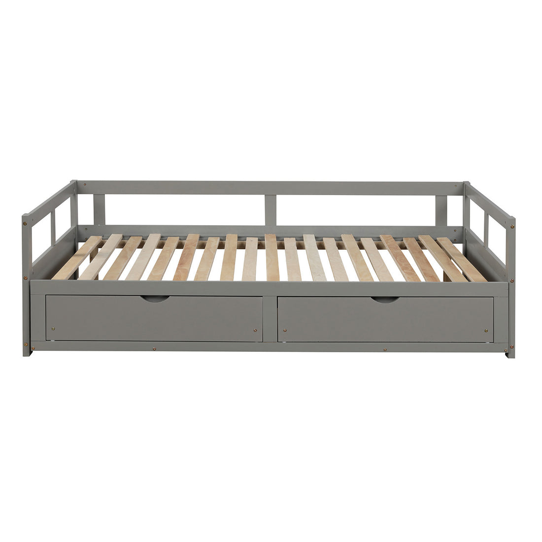 Wooden Daybed With Trundle Bed And Two Storage Drawersextendable Bed Daybed,Sofa Bed For Bedroom Living Room, Gray Twin Gray Solid Wood