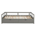 Wooden Daybed With Trundle Bed And Two Storage Drawersextendable Bed Daybed,Sofa Bed For Bedroom Living Room, Gray Twin Gray Solid Wood