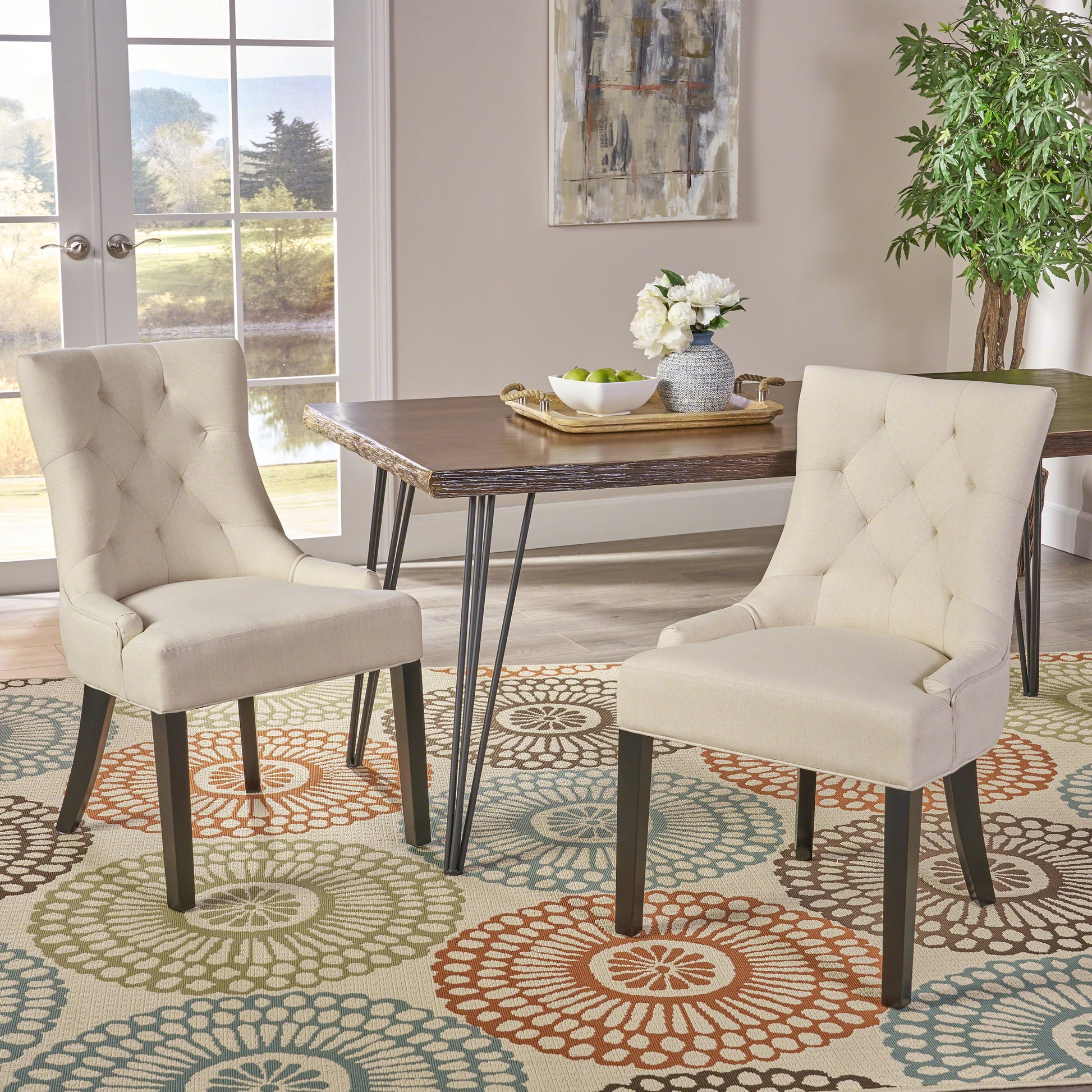 Cheney Dining Chair Kd Mp2 Set Of 2 Beige Fabric