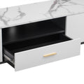 71'' Modern Tv Stand With 2 Cabinets& Open Compartments, Entertainment Center For Tvs Up To 80'', Television Console For Living Room, Bedroom, Home Theatre White Black Primary Living Space 70 79