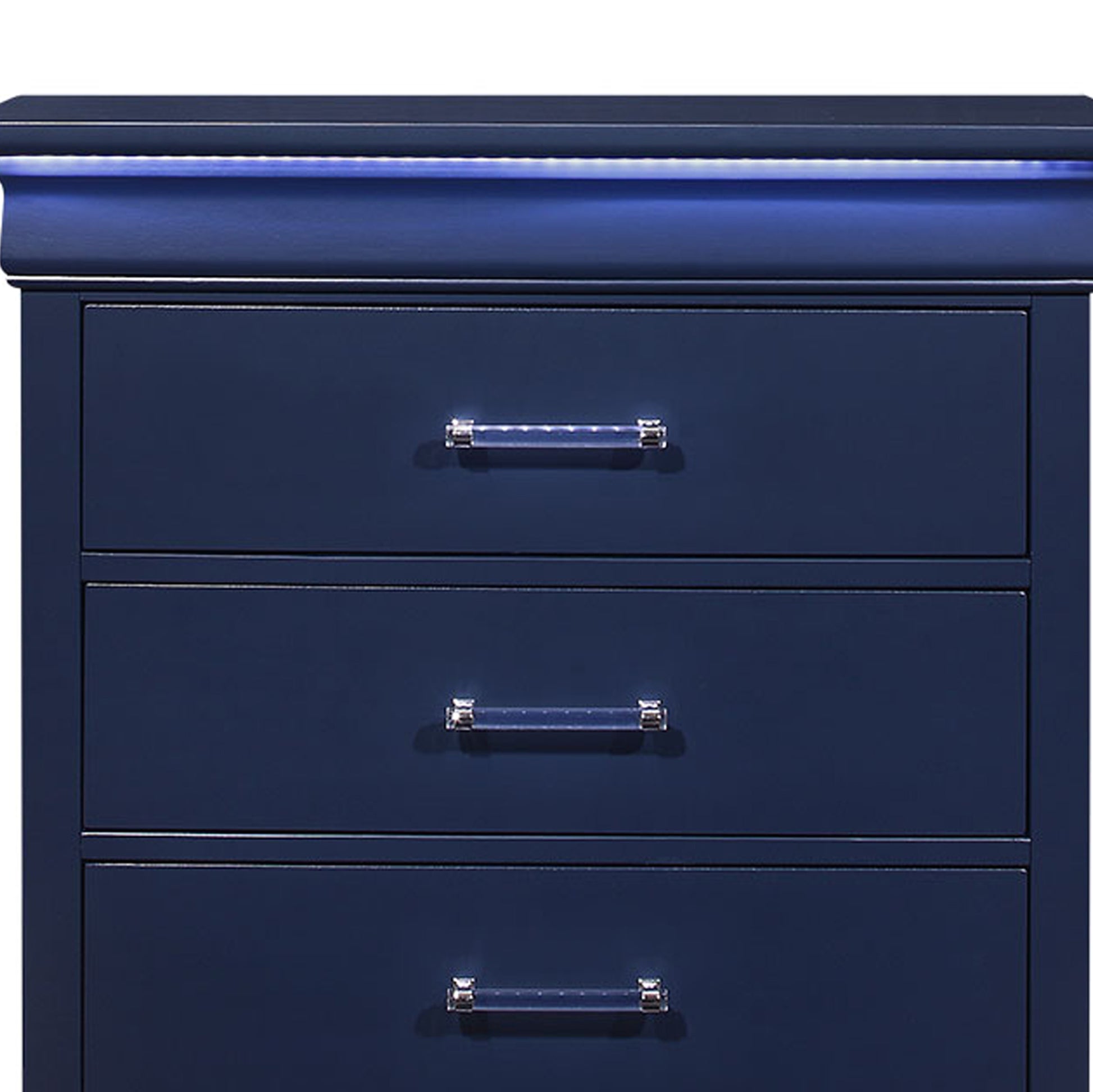 Charlston Blue Chest With Led Blue Solid Wood Mdf