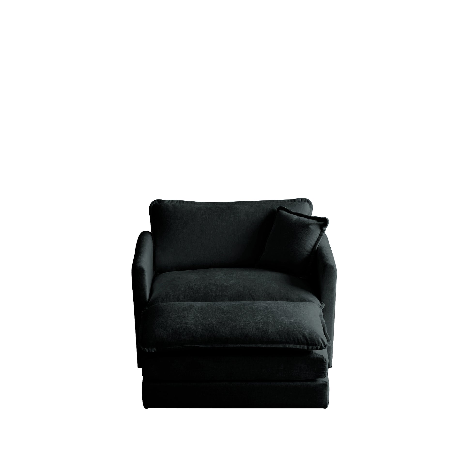 Modern Accent Chair With Ottoman, Living Room Club Chair Chenille Upholstered Armchairreading Chair For Bedroom, Black Chenille Black Chenille 1 Seat