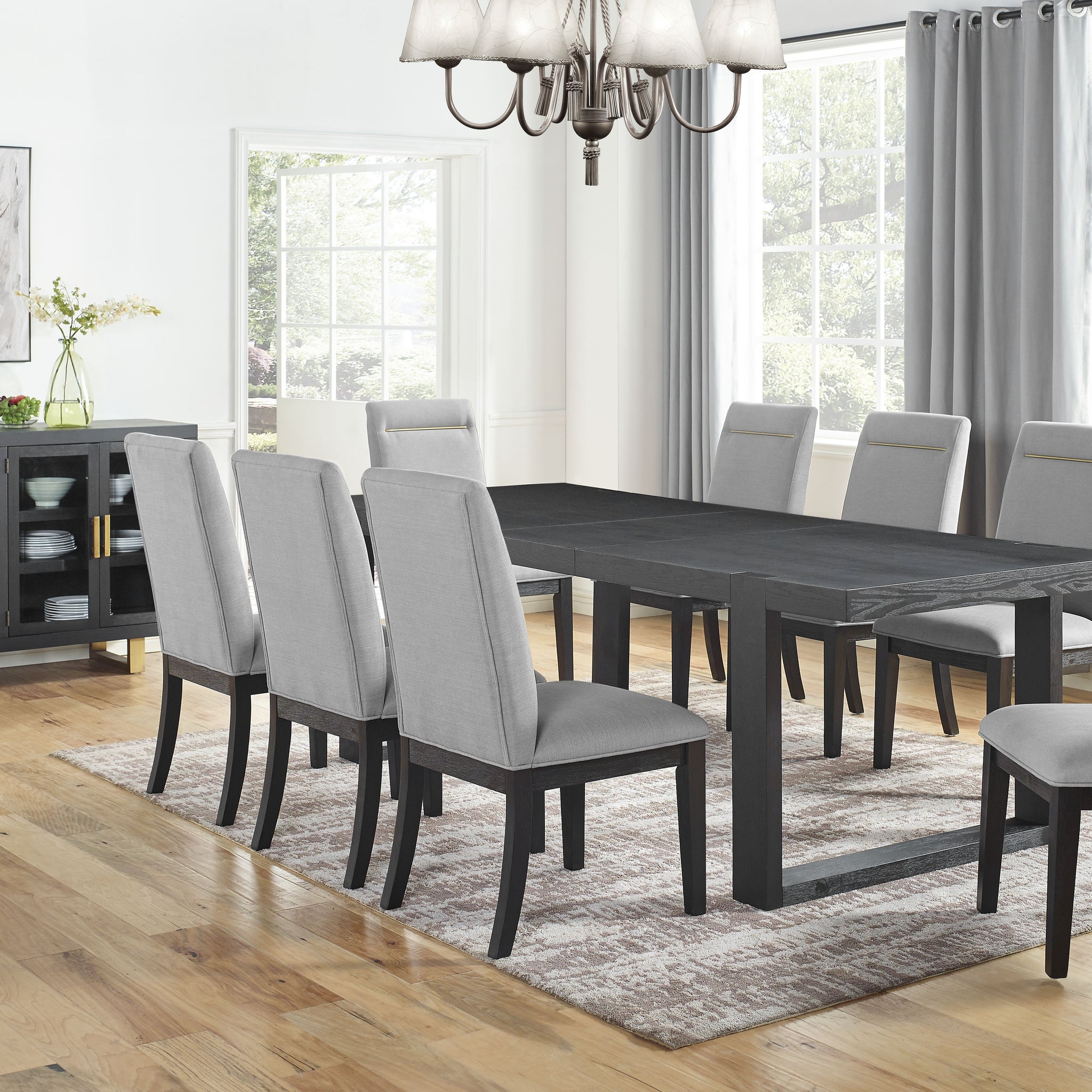 Yves 10 Piece Dining Set Gray Gray Wood