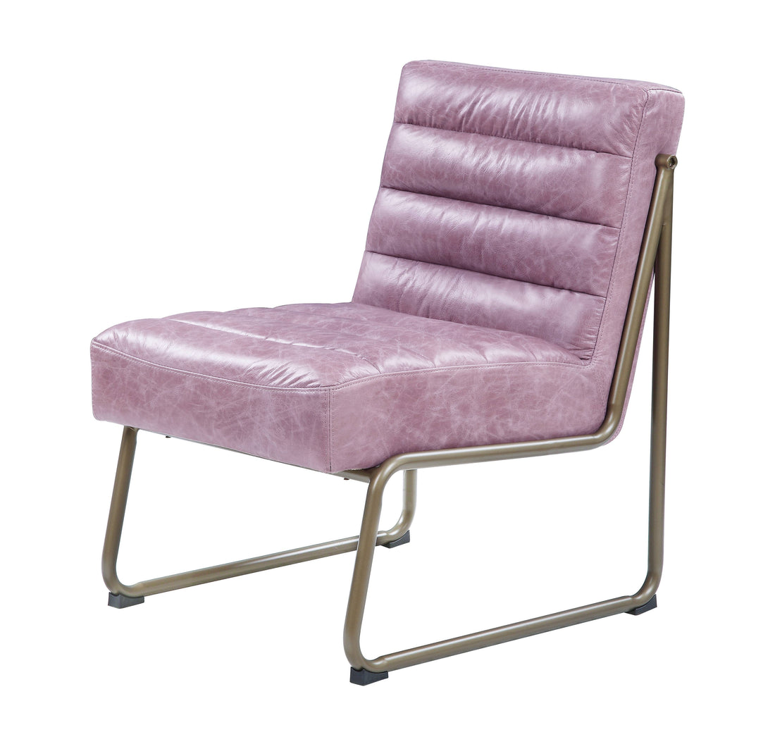 Wisteria Accent Chair With Metal With Sled Base Pink Primary Living Space Genuine Leather