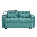 55.51 Inch Versatile Foldable Sofa Bed In 3 Lengths, Modern Sofa Sofa Sofa Velvet Pull Out Bed, Adjustable Back And With Usb Port And Ashtray And Swivel Phone Stand Green Full Antique Blue Green