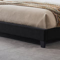 King Size Upholstered Platform Bed Frame With Contemporary Tufted Waffle Stitching, Easy Assembly, Black King Black Fabric