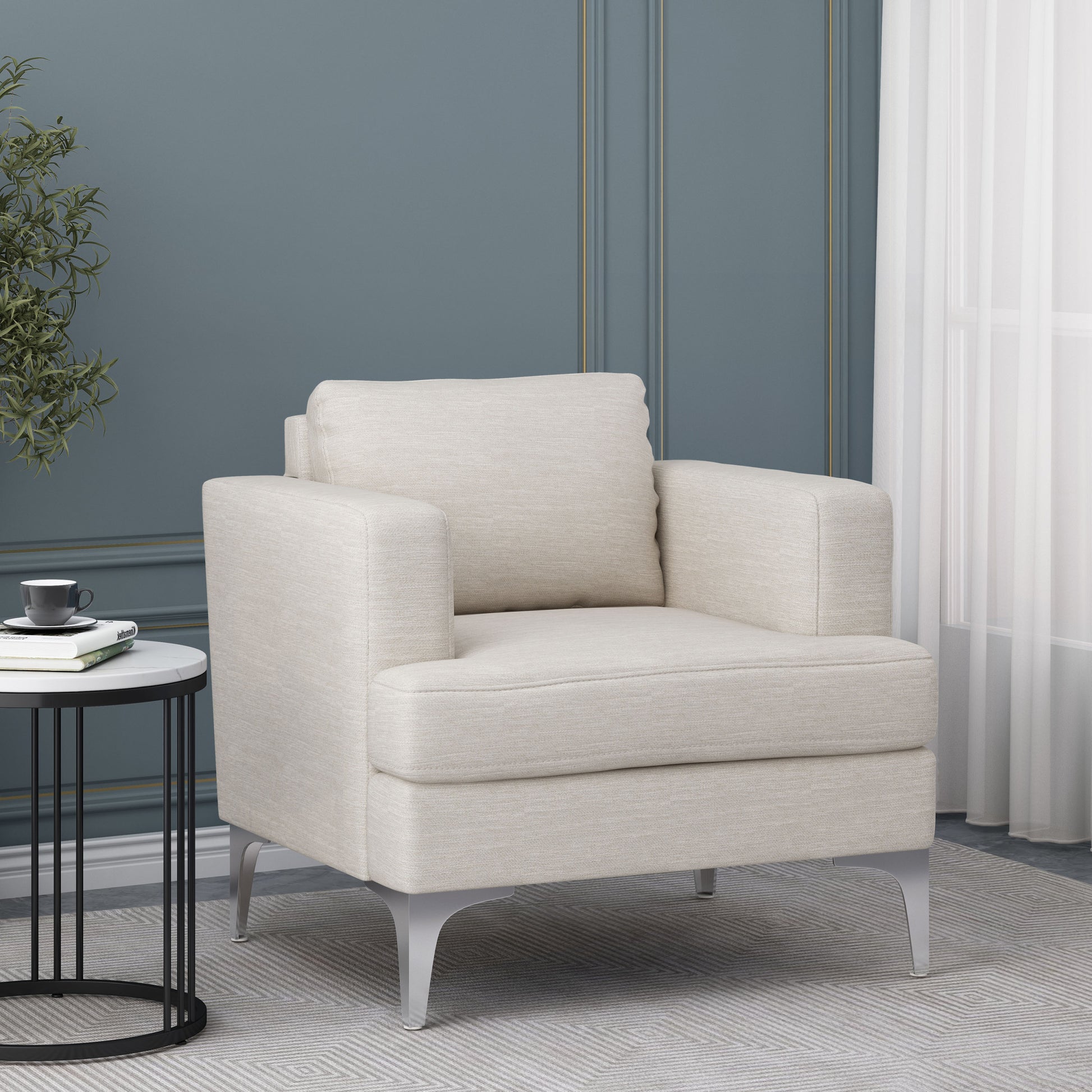 Club Chair Beige Fabric