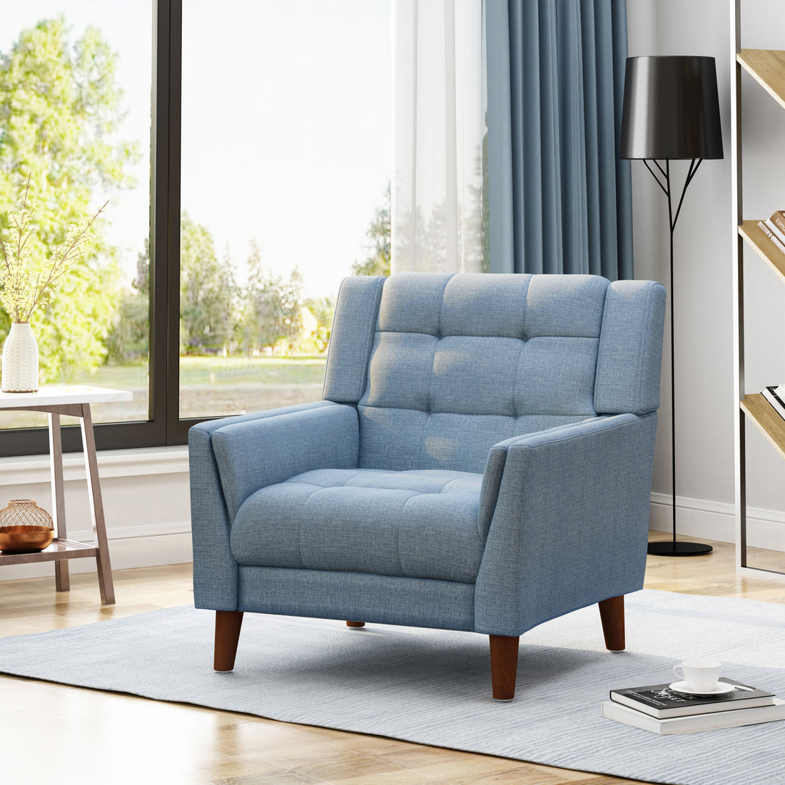 Greenmont Upholstered Armchair Blue Fabric